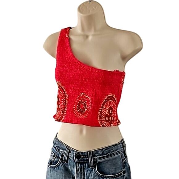 House of Harlow 1960 One-Shoulder Tribal Print Top -Size Medium, NWOT, Dark Pink - Picture 5 of 7